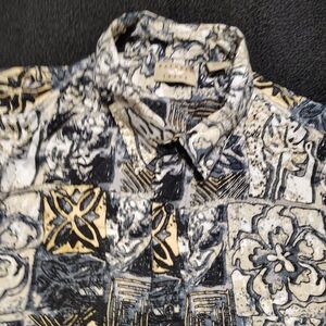 Vintage Tan Black Natural Issue Hawaiian Shirt 100% Viscose Rayon Men's Size 2XL